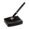 Dacasso Classic Black Leather Single Pen Stand with Silver Accents AG-1029 - alternate 1